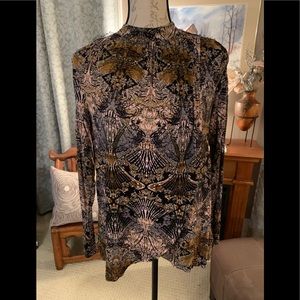 Free People High Low Print Blouse Sz M